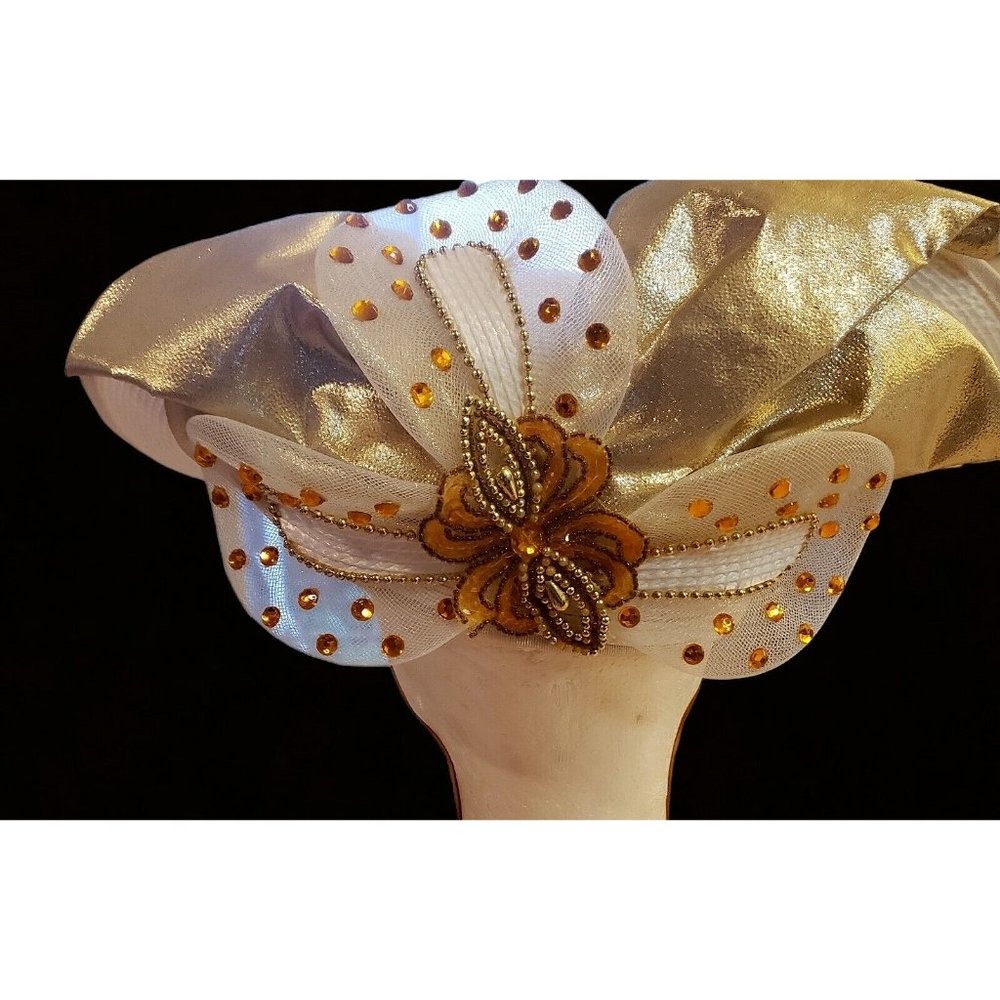 Vintage  Deborah New York White & Gold Hat Church Hat Elegant Classic